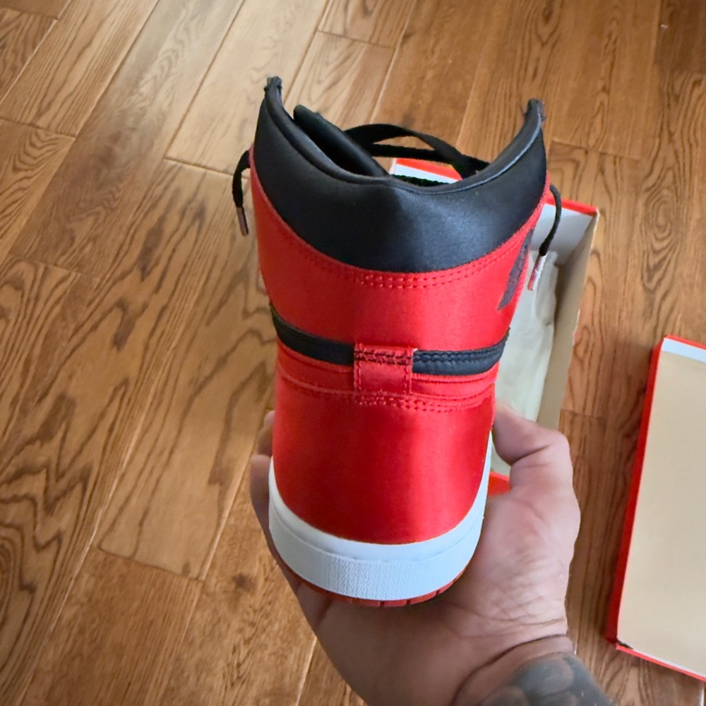 Nike Black & Red Satin Jordan 1’s - Picture 4 of 5